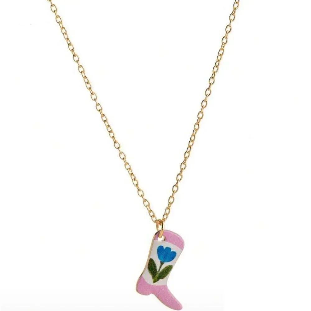Pink Boot Pendant Necklace Q521